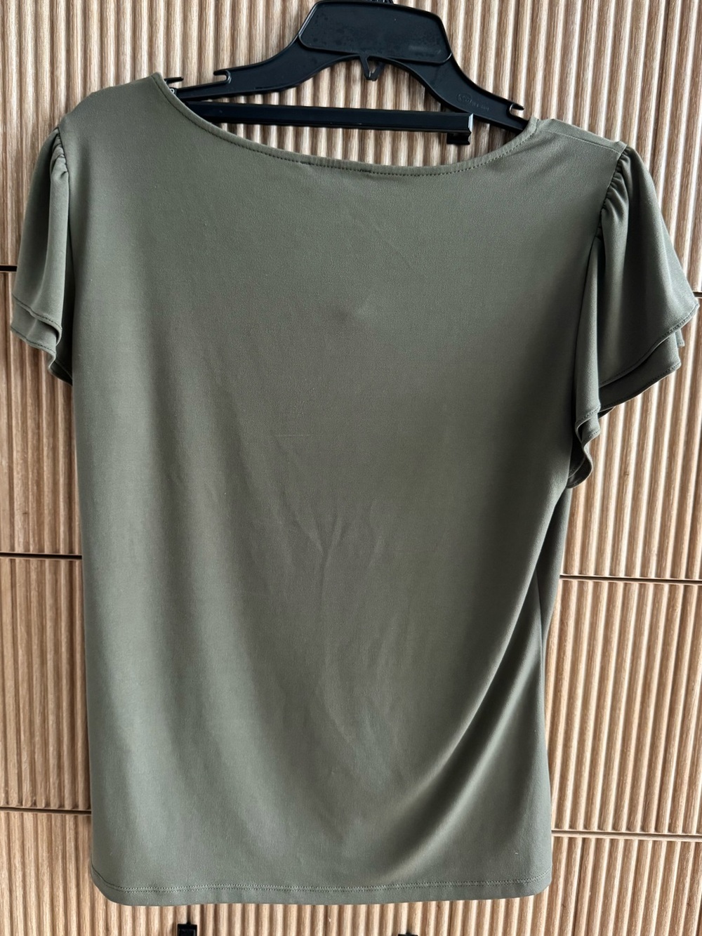 Women’s Calvin Klein Olive Flutter Sleeve Keyhole Tee - Picture 3 of 3